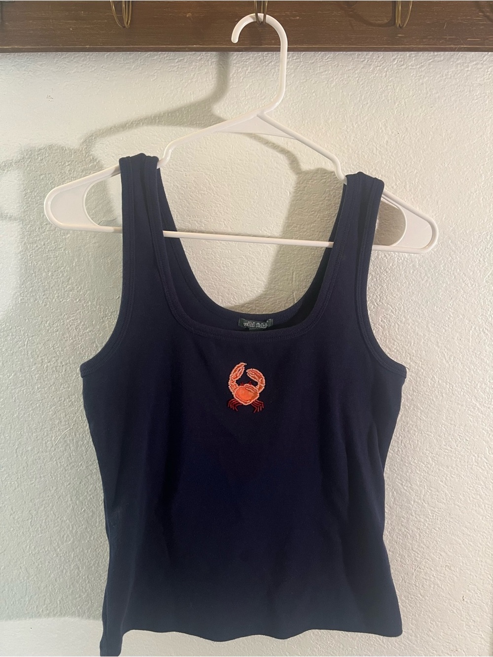 wild fable Navy Tank Top with Orange Crab Embroidery